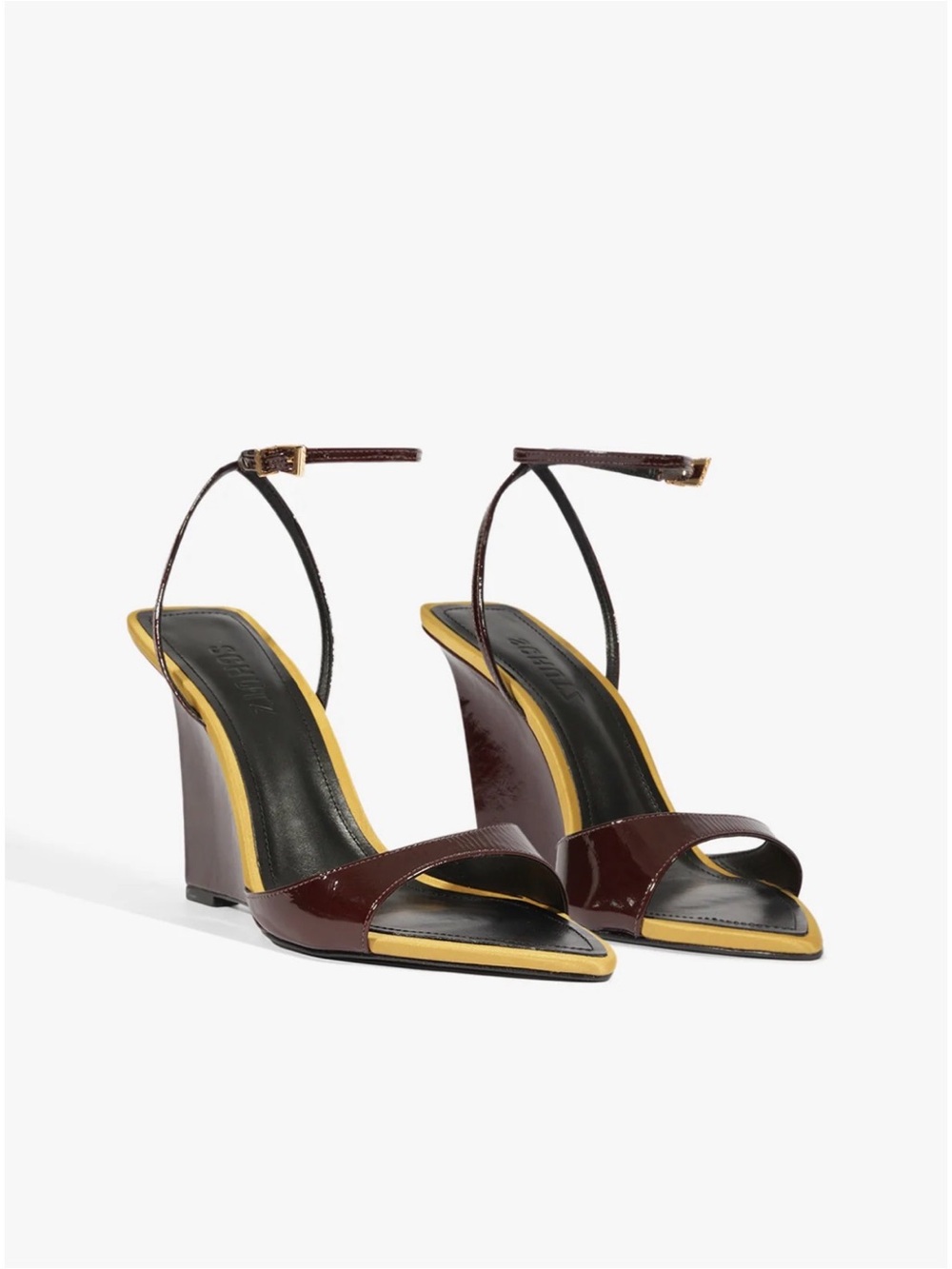 SCHUTZ Burgundy Pointed Slingback Heels with Gold Trim - ELODIE SANDAL 7.5